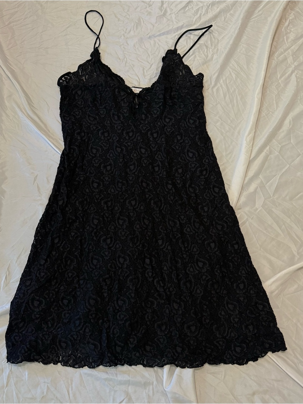 Black Lace Slip Dress with Spaghetti Straps